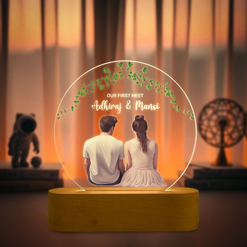 Personalized Couple Night Lamp Custom Name Light Gift for Anniversary Valentines Birthday Gift for Couple Husband Wife Girlfriend Boyfriend Warm White Light